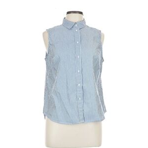 J. Crew Blue and White Striped Button Down Sleeveless Shirt